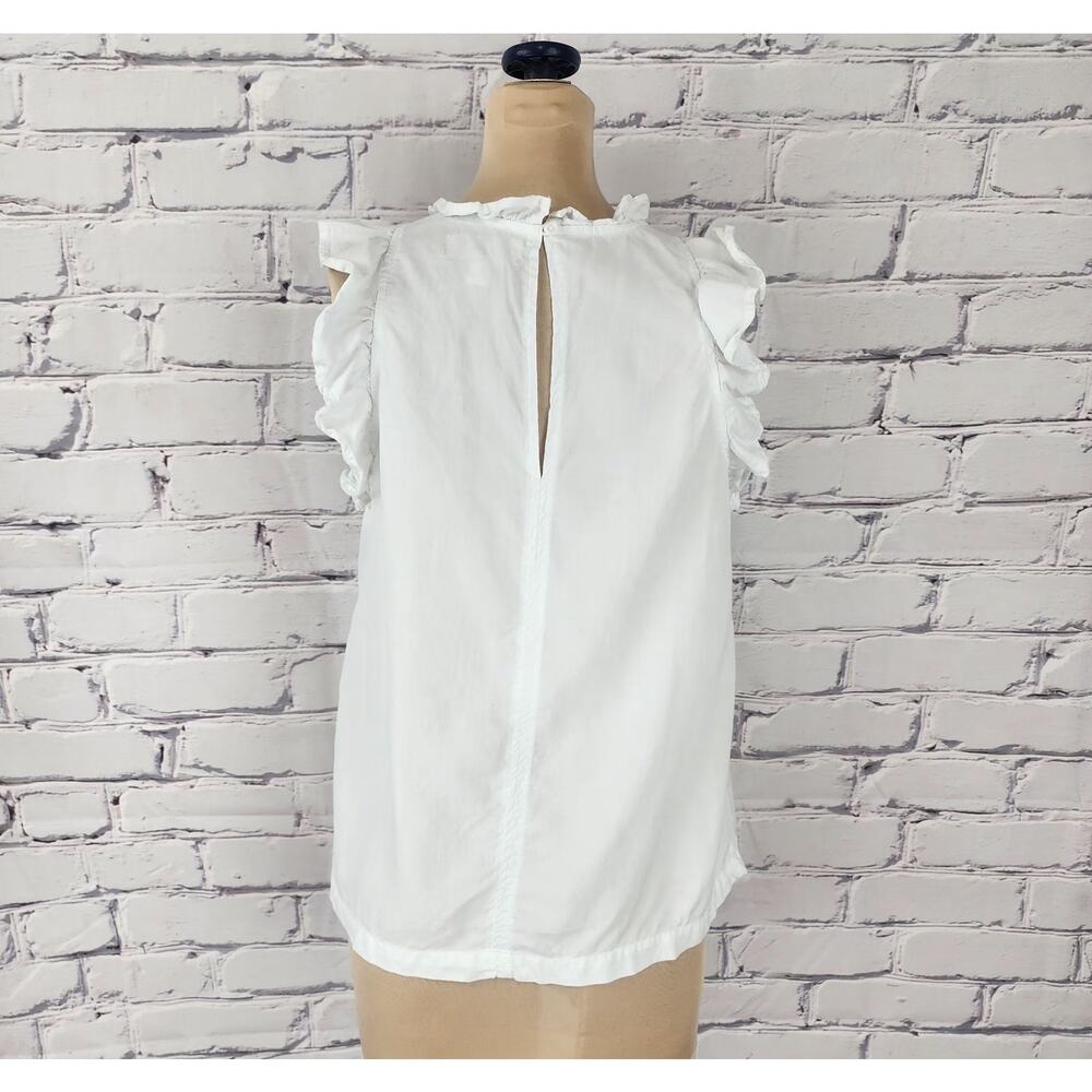 Anthropologie Cloth & Stone Top White Sleeveless Ruffle Blouse Women M Fairycore - Picture 4 of 9